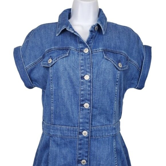 American Eagle Womens Blue Denim Button Front Mini Shirt Dress Size S NWT - Picture 2 of 6